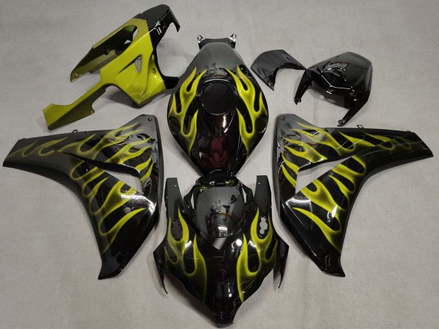 Lojas Carenagens Moto Honda CBR1000RR 2008-2011 - Preto Brilhante Ouro Chama