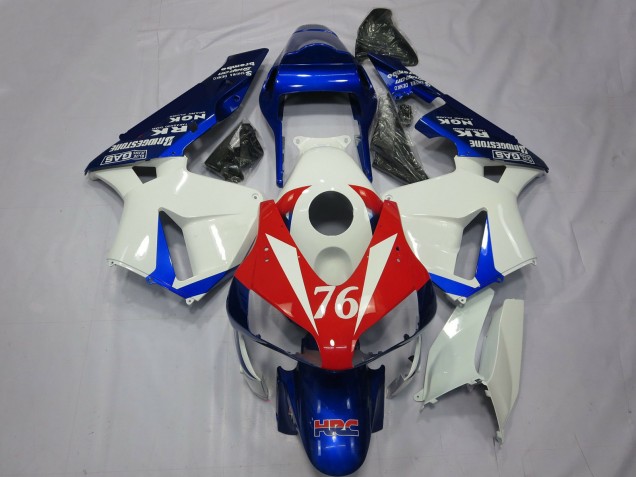Lojas Carenagens Moto Honda CBR600RR 2003-2004 - Branco Vermelho Azul HRC 76