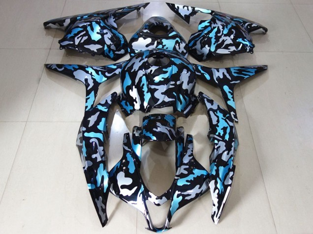 Lojas Carenagens Moto Honda CBR600RR 2009-2012 - Branco Azul Camouflage