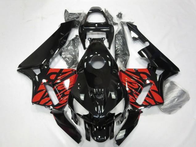 Lojas Carenagens Moto Honda CBR600RR 2005-2006 - Preto Brilhante Tribal Vermelho