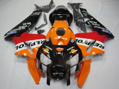 Lojas Carenagens Moto Honda CBR600RR 2005-2006 - Laranja Vermelho Branco Preto Bottom Repsol