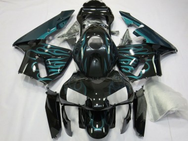 Lojas Carenagens Moto Honda CBR600RR 2003-2004 - Preto Brilhante Verde Chama