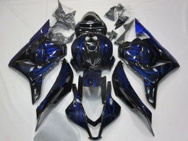 Lojas Carenagens Moto Honda CBR600RR 2009-2012 - Preto Brilhante Azul Chama