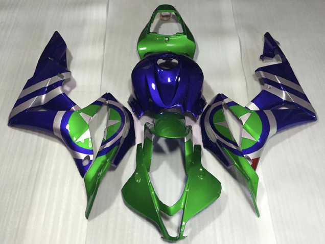 Lojas Carenagens Moto Honda CBR600RR 2007-2008 - Azul Verde Prata Captain America