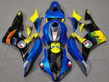 Lojas Carenagens Moto Honda CBR600RR 2007-2008 - Azul Amarelo Preto Brilhante Tubarão