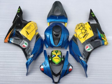 Lojas Carenagens Moto Honda CBR600RR 2009-2012 - Azul Amarelo Preto Brilhante Tubarão