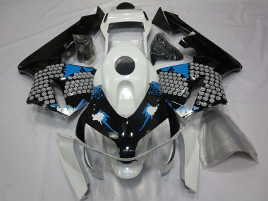Lojas Carenagens Moto Honda CBR600RR 2003-2004 - Branco Azul Preto Brilhante Respingos