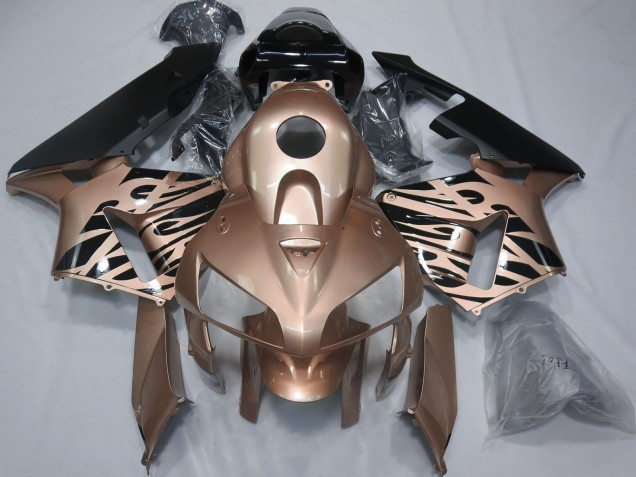 Lojas Carenagens Moto Honda CBR600RR 2005-2006 - Preto Brilhante Bronze Chama