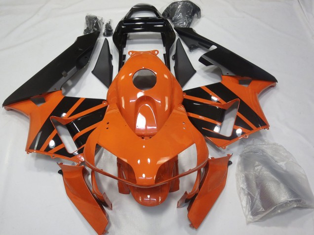 Lojas Carenagens Moto Honda CBR600RR 2003-2004 - Laranja Preto Brilhante OEM Estilo