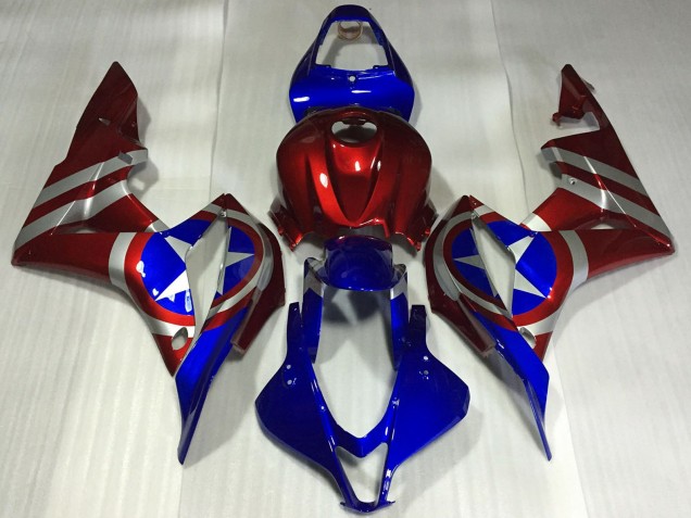 Lojas Carenagens Moto Honda CBR600RR 2007-2008 - Vermelho Prata Azul Captain America