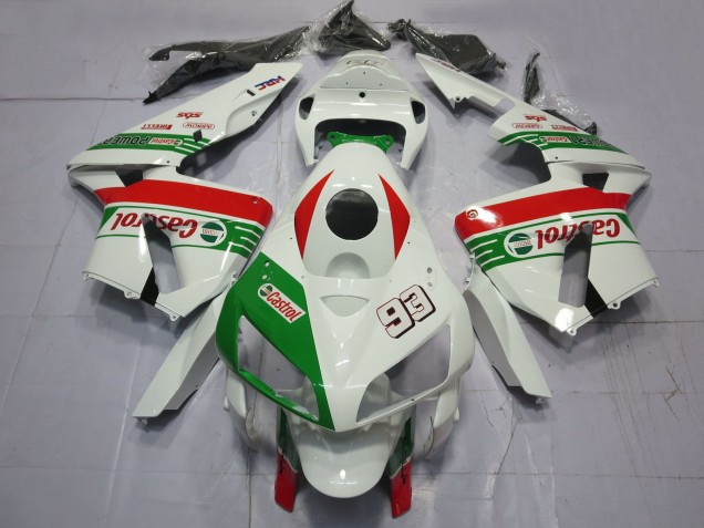 Lojas Carenagens Moto Honda CBR600RR 2005-2006 - Branco Verde Vermelho Castrol 93