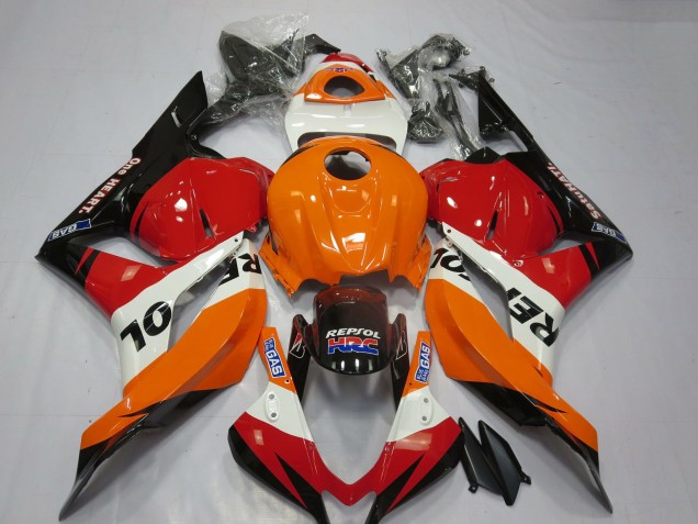 Lojas Carenagens Moto Honda CBR600RR 2009-2012 - Laranja Branco Vermelho Preto Brilhante Repsol HRC