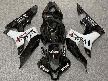 Lojas Carenagens Moto Honda CBR600RR 2007-2008 - Preto Brilhante Branco West Estilo