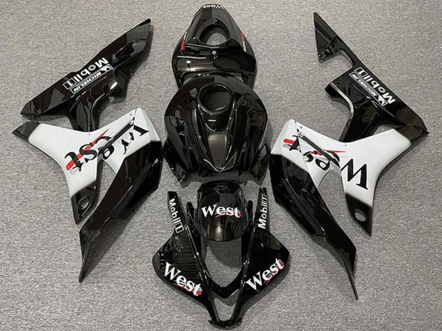 Lojas Carenagens Moto Honda CBR600RR 2007-2008 - Preto Brilhante Branco West Estilo