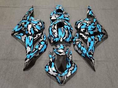 Lojas Carenagens Moto Honda CBR600RR 2009-2012 - Azul Prata Camouflage