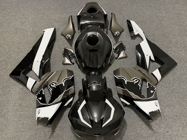 Lojas Carenagens Moto Honda CBR600RR 2013-2023 - Preto Fibra de Carbono Branco Touro