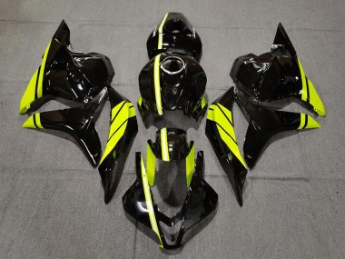 Lojas Carenagens Moto Honda CBR600RR 2009-2012 - Preto Brilhante Alta Visibilidade Amarelo Listra