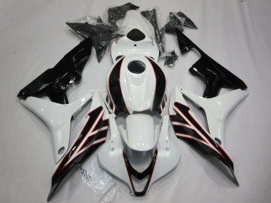 Lojas Carenagens Moto Honda CBR600RR 2007-2008 - Branco Preto Brilhante OEM Estilo