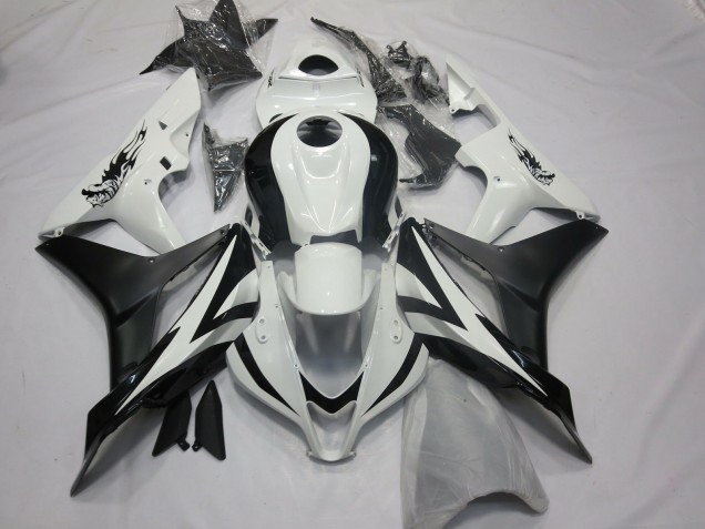 Lojas Carenagens Moto Honda CBR600RR 2007-2008 - Branco Preto Fosco OEM Estilo