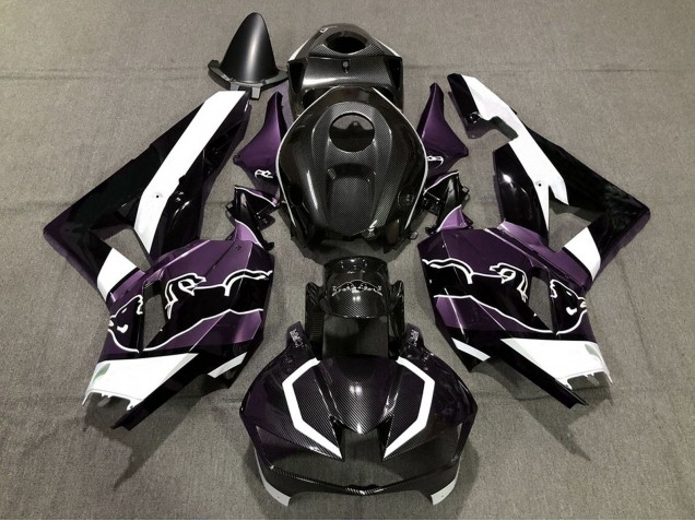 Lojas Carenagens Moto Honda CBR600RR 2013-2023 - Preto Fibra de Carbono Branco Roxo Touro