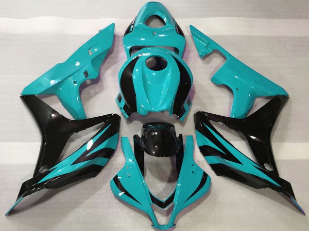 Lojas Carenagens Moto Honda CBR600RR 2007-2008 - Ciano Azul Preto Brilhante OEM Estilo