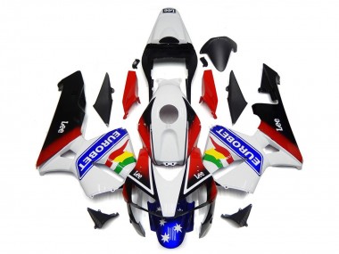 Lojas Carenagem Moto Honda CBR600RR 2003-2004 - Branco Vermelho Azul Preto Brilhante EuroBet