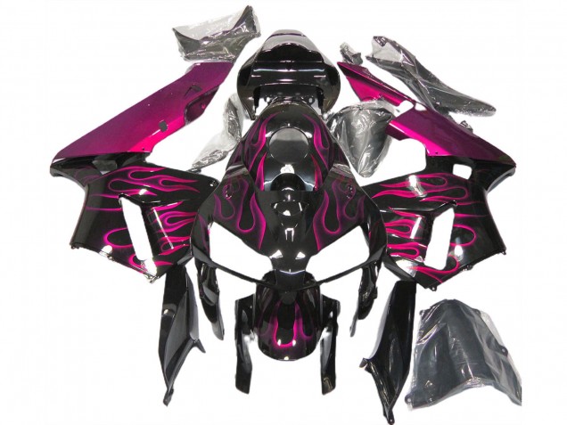Lojas Carenagens Moto Honda CBR600RR 2005-2006 - Preto Brilhante Rosa Chama