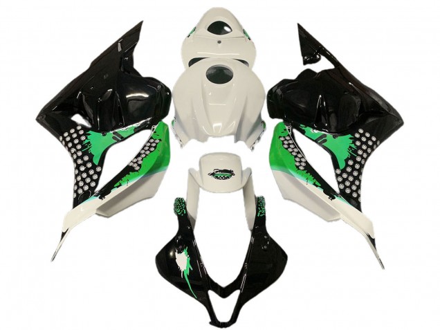 Lojas Carenagens Moto Honda CBR600RR 2009-2012 - Branco Verde Preto Brilhante Respingos
