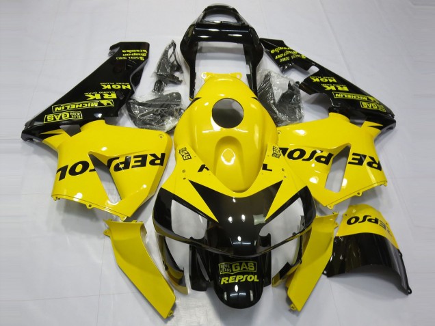Lojas Carenagens Moto Honda CBR600RR 2003-2004 - Amarelo Preto Brilhante Repsol