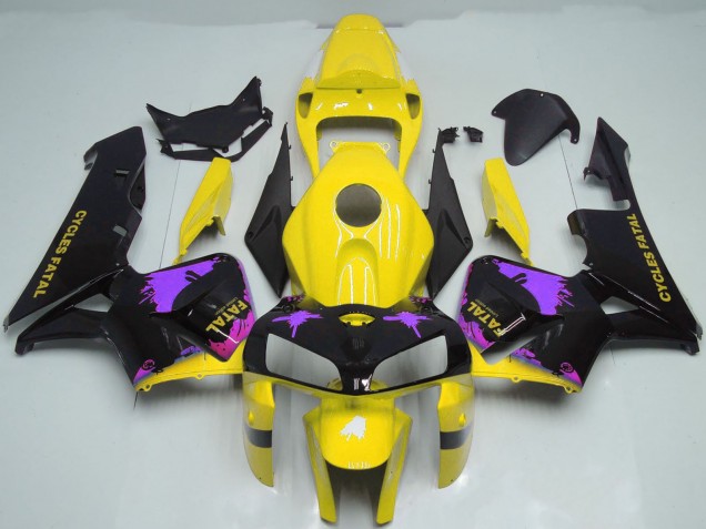 Lojas Carenagens Moto Honda CBR600RR 2005-2006 - Preto Brilhante Amarelo Roxo Respingos