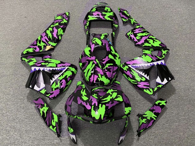 Lojas Carenagens Moto Honda CBR600RR 2003-2004 - Verde Rosa Camouflage Tubarão