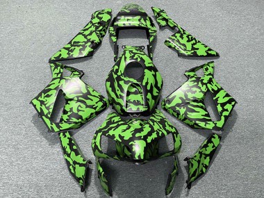 Lojas Carenagens Moto Honda CBR600RR 2003-2004 - Verde Preto Camouflage