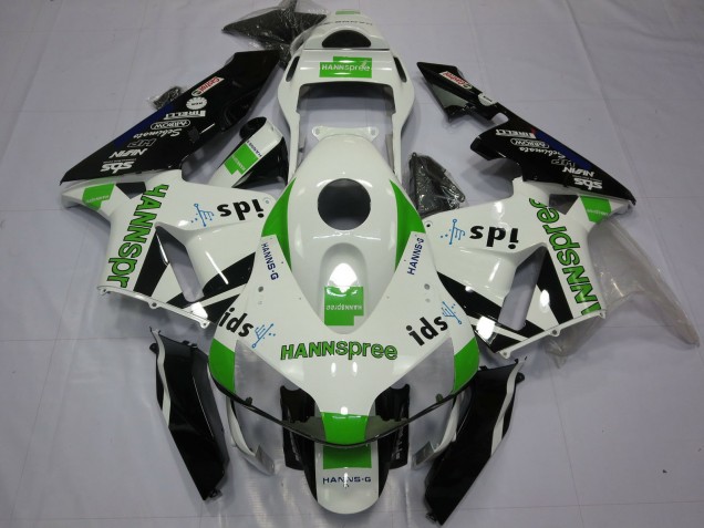 Lojas Carenagens Moto Honda CBR600RR 2003-2004 - Branco Verde Preto Brilhante Hannspree