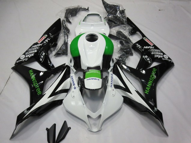 Lojas Carenagens Moto Honda CBR600RR 2007-2008 - Branco Verde Preto Brilhante Hannspree