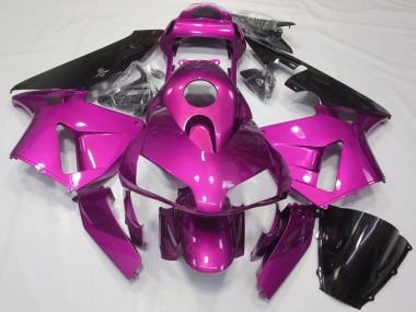 Lojas Carenagens Moto Honda CBR600RR 2003-2004 - Rosa Choque Preto Brilhante