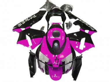Lojas Carenagens Moto Honda CBR600RR 2003-2004 - Rosa Choque Preto Brilhante Power