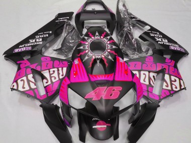 Lojas Carenagens Moto Honda CBR600RR 2003-2004 - Rosa Choque Preto Brilhante Rossi Repsol