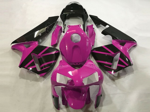 Lojas Carenagens Moto Honda CBR600RR 2003-2004 - Rosa Choque Preto Brilhante OEM Estilo