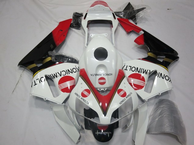 Lojas Carenagens Moto Honda CBR600RR 2003-2004 - Branco Vermelho Preto Brilhante Konica Minolta