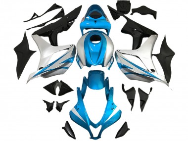 Lojas Carenagens Moto Honda CBR600RR 2007-2008 - Prata Azul Claro Preto Brilhante OEM Estilo