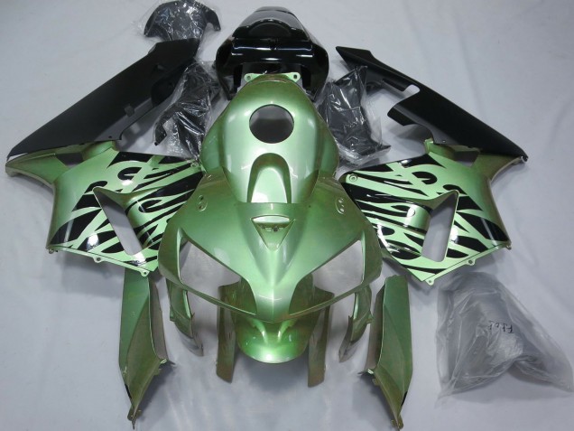Lojas Carenagens Moto Honda CBR600RR 2005-2006 - Verde Claro Preto Chama