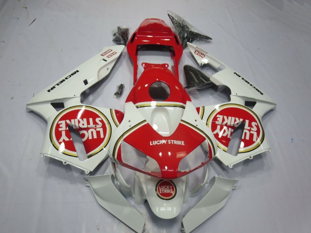 Lojas Carenagens Moto Honda CBR600RR 2003-2004 - Branco Vermelho Lucky Strike