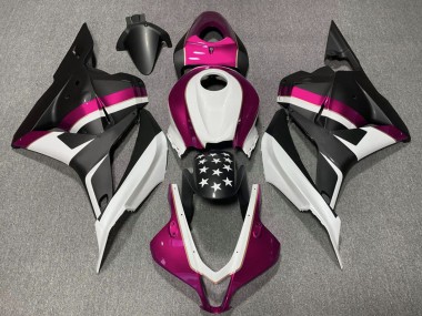 Lojas Carenagens Moto Honda CBR600RR 2009-2012 - Branco Rosa Preto Fosco Estrela