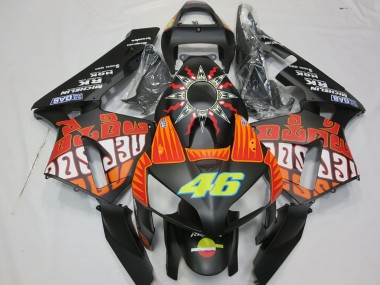 Lojas Carenagens Moto Honda CBR600RR 2003-2004 - Preto Fosco Laranja Amarelo Rossi 46