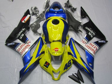 Lojas Carenagens Moto Honda CBR600RR 2007-2008 - Amarelo Azul Branco Preto Brilhante Nastro Azzurro