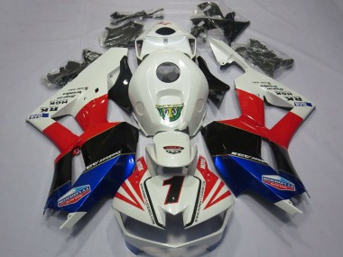 Lojas Carenagens Moto Honda CBR600RR 2013-2023 - Branco Vermelho Azul Preto Número 1