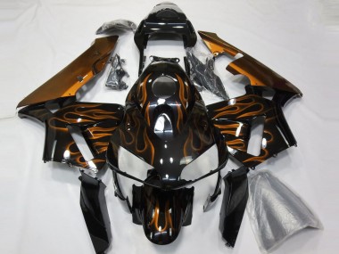 Lojas Carenagens Moto Honda CBR600RR 2003-2004 - Preto Brilhante Laranja Chama