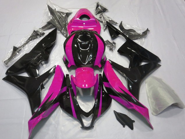 Lojas Carenagens Moto Honda CBR600RR 2007-2008 - Rosa Preto Brilhante OEM Estilo