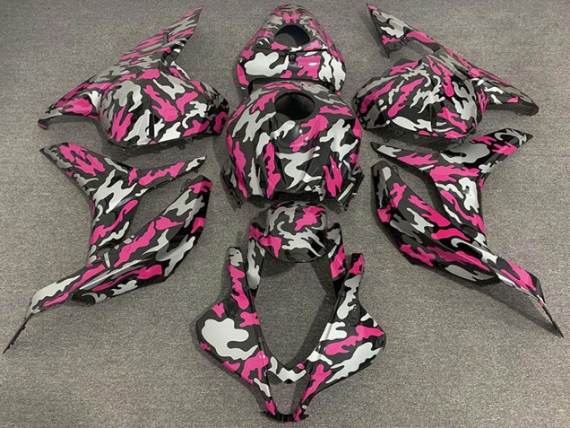 Lojas Carenagens Moto Honda CBR600RR 2009-2012 - Rosa Prata Camouflage