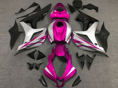 Lojas Carenagens Moto Honda CBR600RR 2007-2008 - Prata Rosa Preto Brilhante OEM Estilo